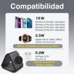 Cargador inalámbrico 3 en 1 para Apple Watch iPhone Airpods - Imagen 4
