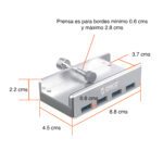 Hub Usb 3.0 Aluminio con prensa plateado - Imagen 3
