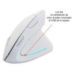 Mouse Vertical Ergonómico Cable USB Blanco - Imagen 2
