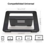 Soporte Notebook Macbook aluminio Negro ajustable - Imagen 4