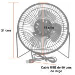Ventilador USB Escritorio XL 19 cms metálico - Imagen 6