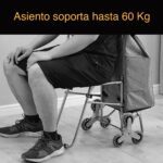 Carrito compras plegable asiento ruedas escalera Café - Imagen 4