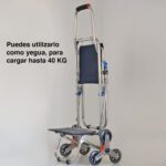 Carrito compras plegable asiento ruedas escalera Café - Imagen 6
