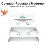 Colgador ropa plegable pared oculto robusto 80 x 40 cms - Imagen 10