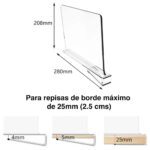 Separador repisas libros Acrílico muebles closet - Imagen 5