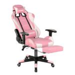 Silla Gamer Ergonómica con apoya pies rosada