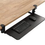 Bandeja teclado bajo escritorio con riel y prensa