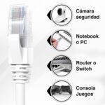 Cable de red 10 metros cat 6 100% cobre Blanco - Imagen 2