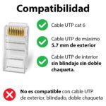 Conectores RJ45 cat 5e Bolsa 100 unidades - Imagen 3