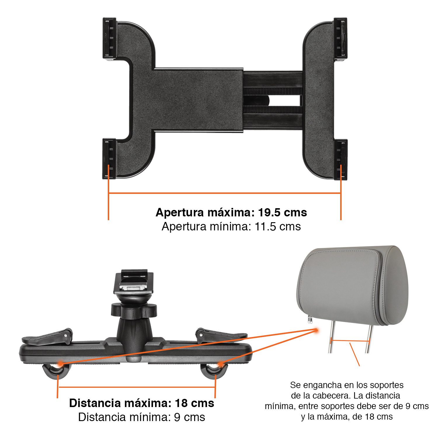 Soporte tablet iPad auto asiento cabecera Trust - Imagen 3