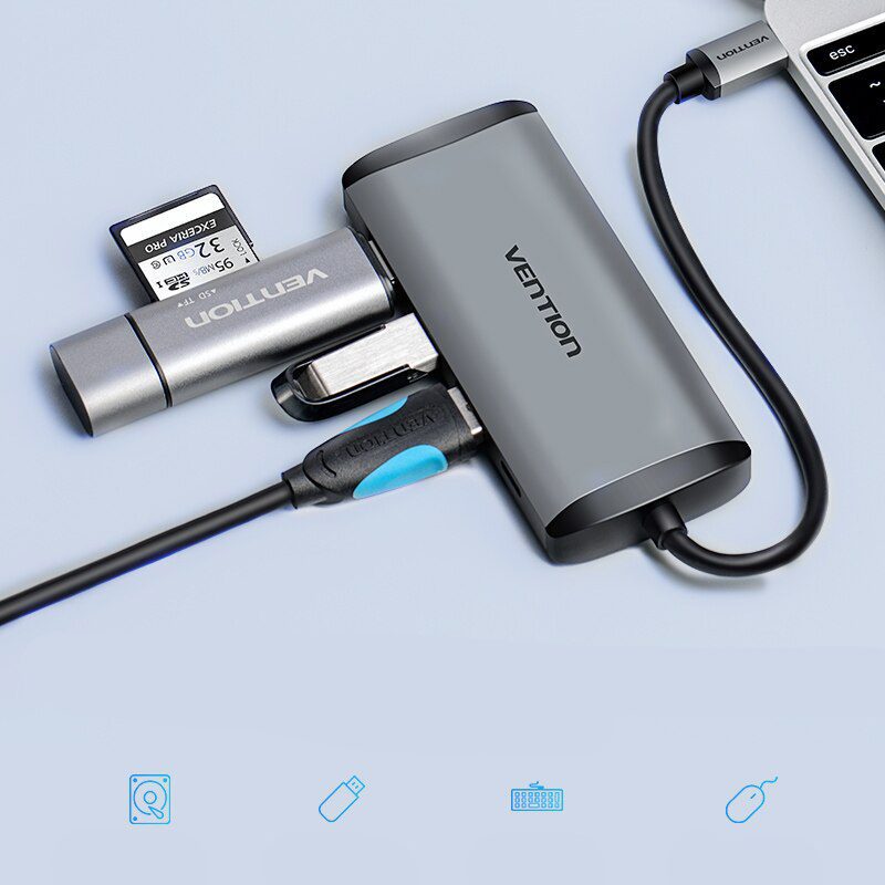 Adaptador USB C a HDMI y USB 3.0 Vention - Imagen 2