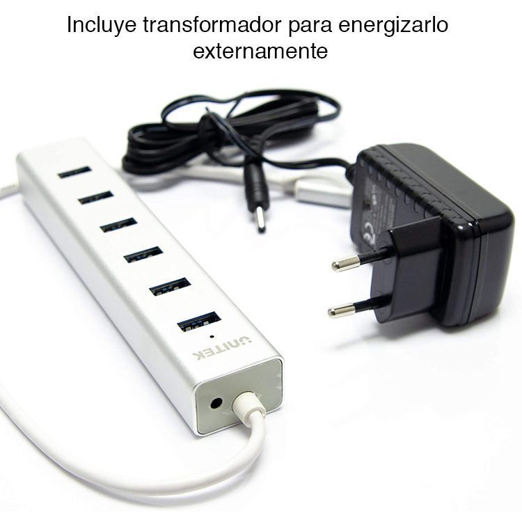 Hub USB 3.0 duplicador 7 puertos energizado Unitek - Imagen 3