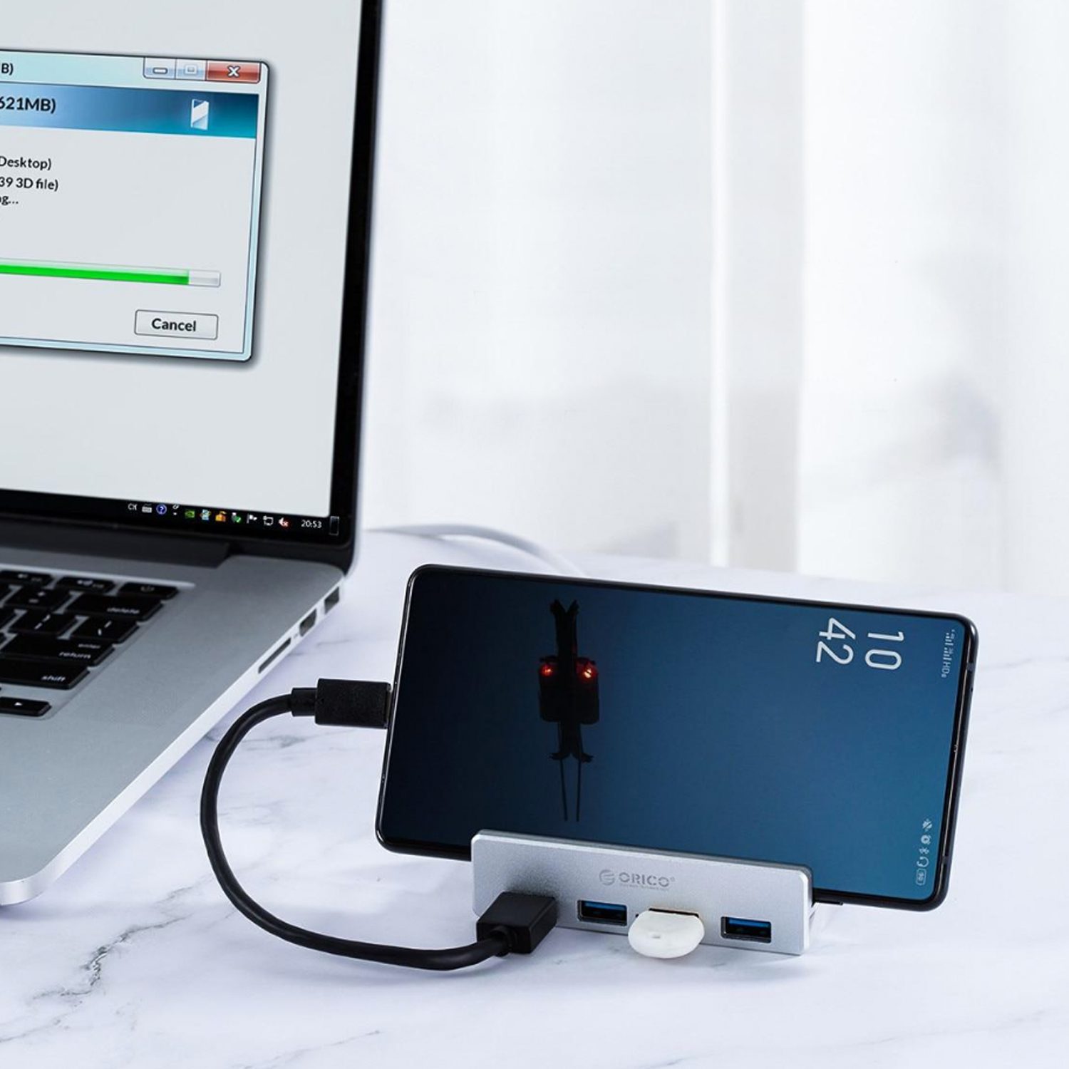 Hub Usb 3.0 Aluminio con prensa plateado - Imagen 2