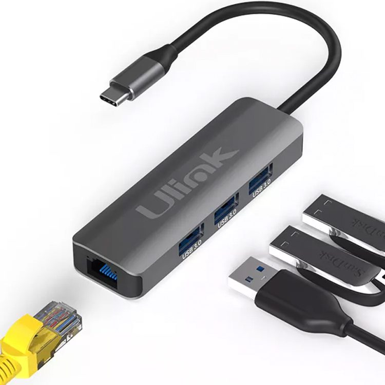 Adaptador USB C Ethernet RJ45 Gigabit y 3 USB 3.0 - Imagen 2