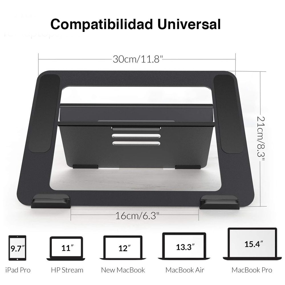 Soporte Notebook Macbook aluminio Negro ajustable - Imagen 4