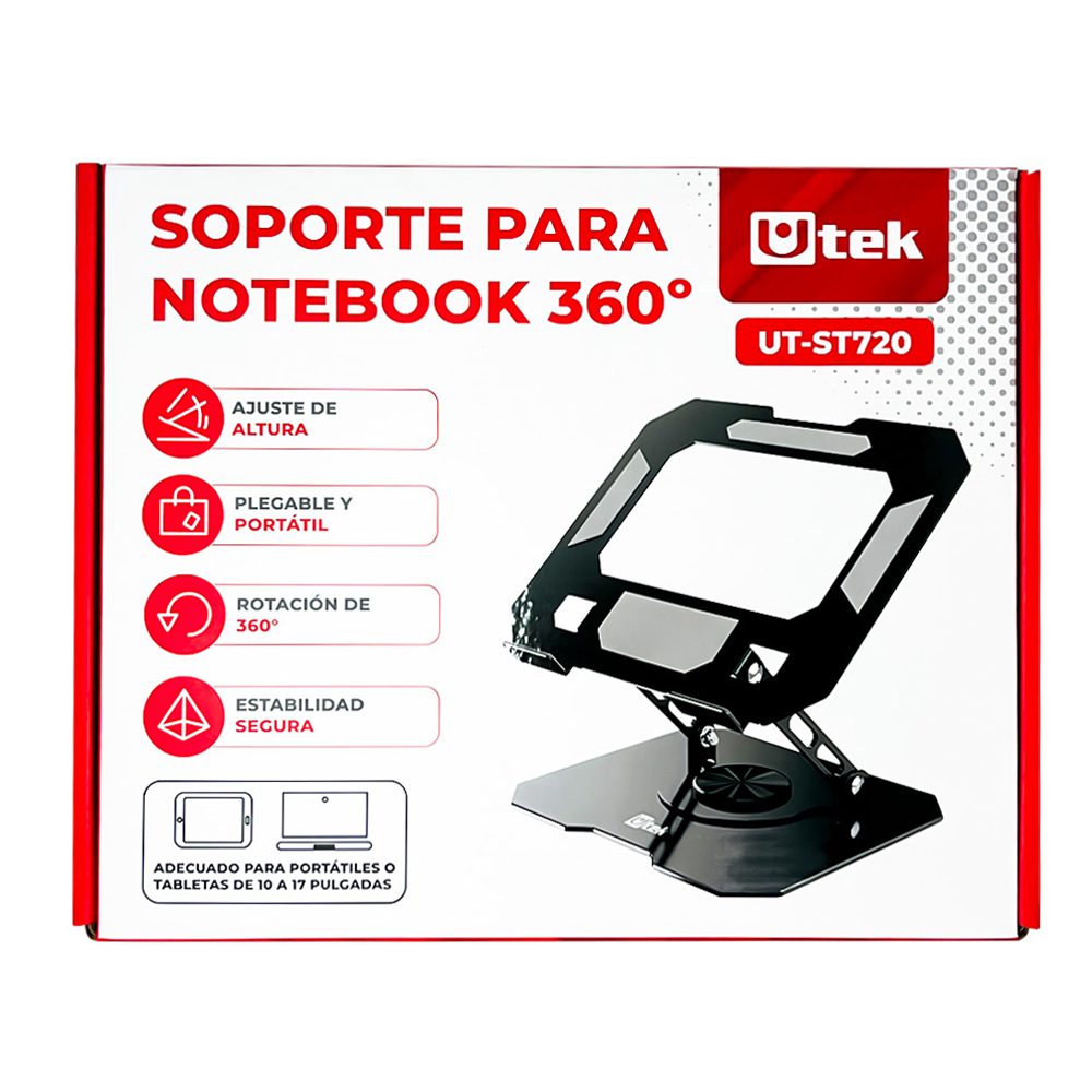 Soporte Notebook Giratorio aluminio negro ajustable 17" - Imagen 5