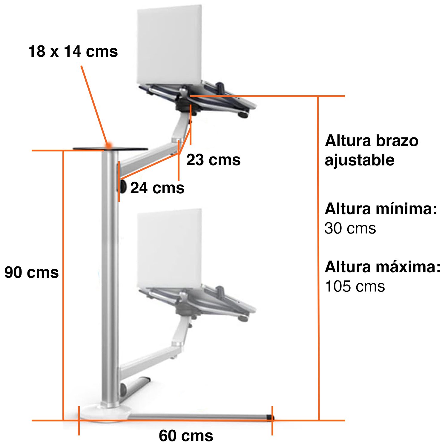 Atril para Notebook Stand Tablet Smartphone aluminio 105 cms - Imagen 3