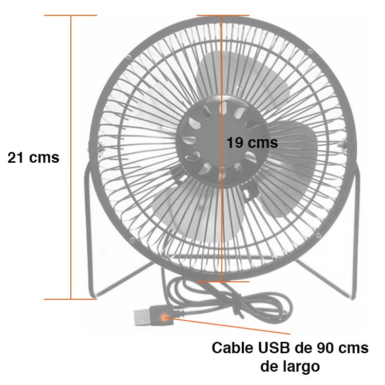 Ventilador USB Escritorio XL 19 cms metálico - Imagen 6