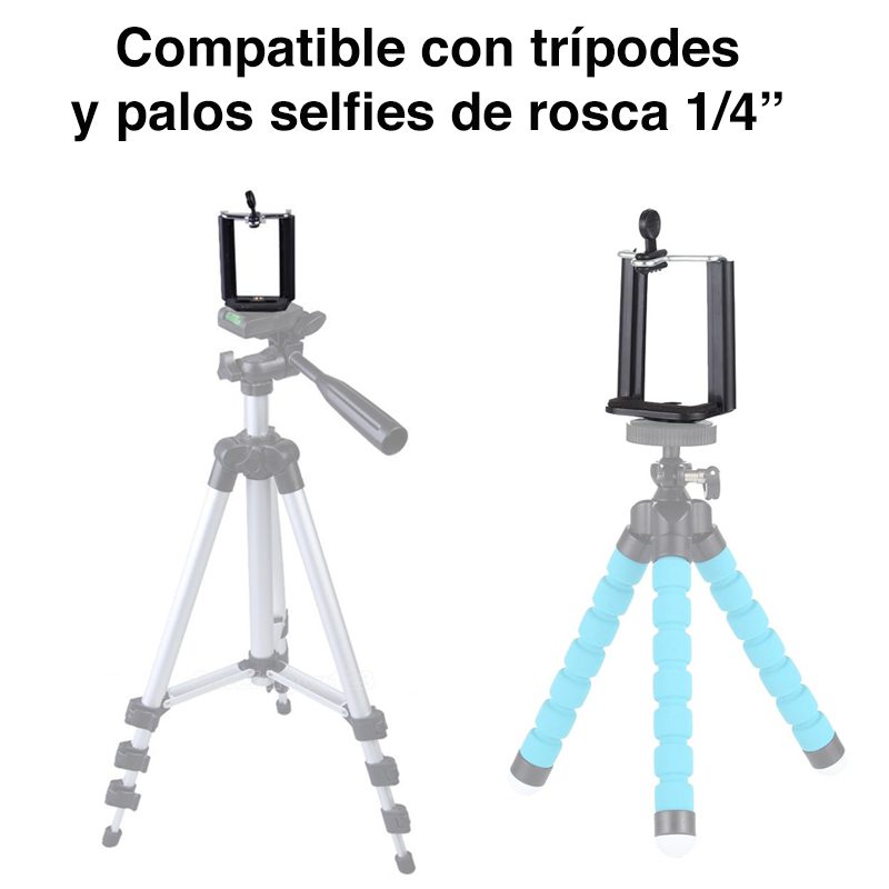 Adaptador celular para tripode palo selfie atril - Imagen 7