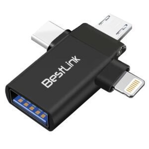 Adaptador OTG USB C Micro USB y Lightning a USB 3.0
