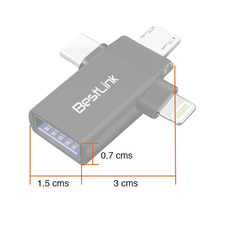 Adaptador OTG USB C Micro USB y Lightning a USB 3.0 - Imagen 2