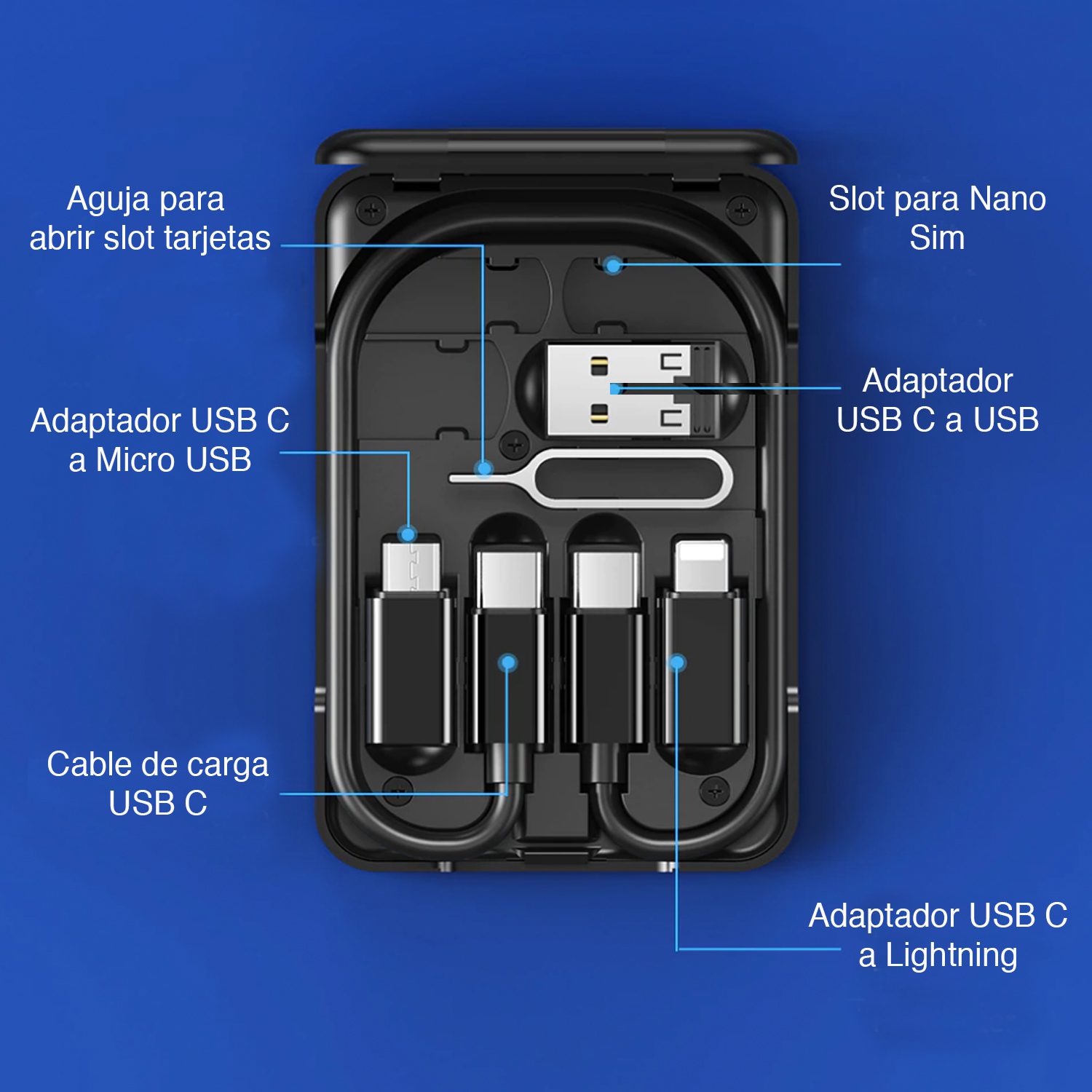 Kit adaptadores celular carga USB Micro y USB C - Imagen 6