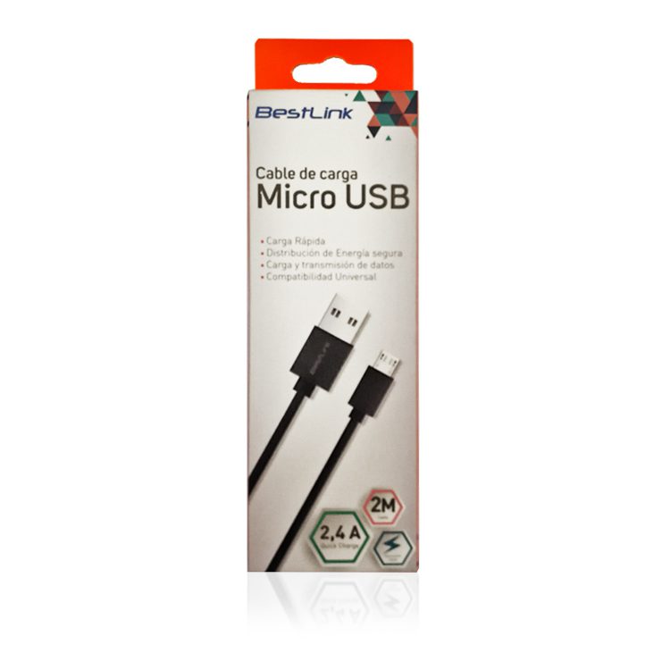 Cable Micro USB a USB celular 2 mts - Imagen 3