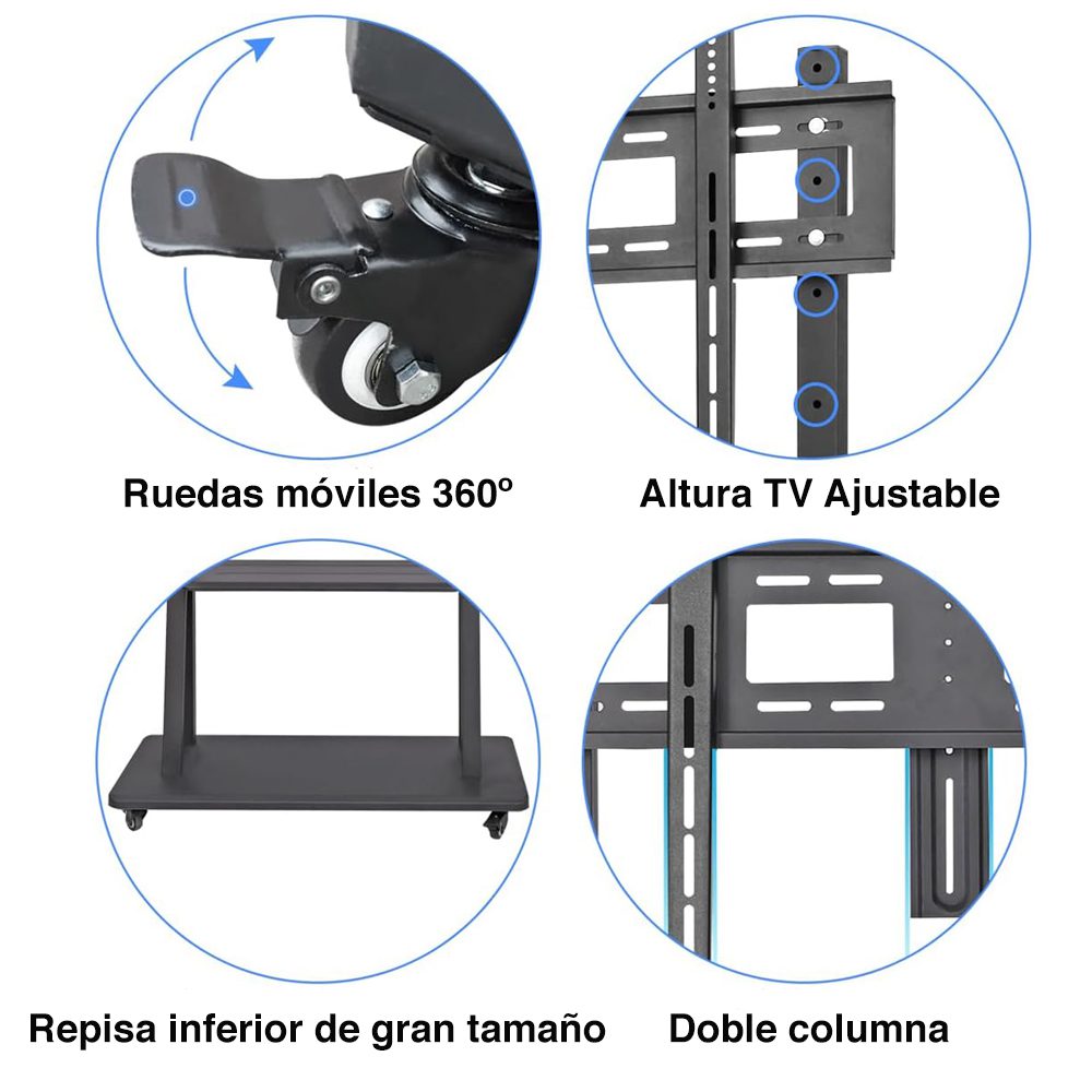 Soporte TV 100 pulgadas con ruedas Pedestal Móvil - Imagen 3