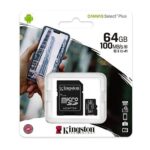 Tarjeta Micro SD 64GB Clase 10 Kingston 100Mbs