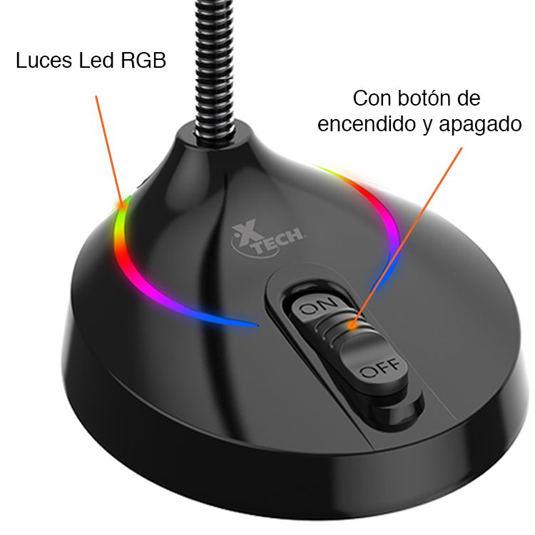 Micrófono USB Cuello Ganso Led RGB Xtech - Imagen 4