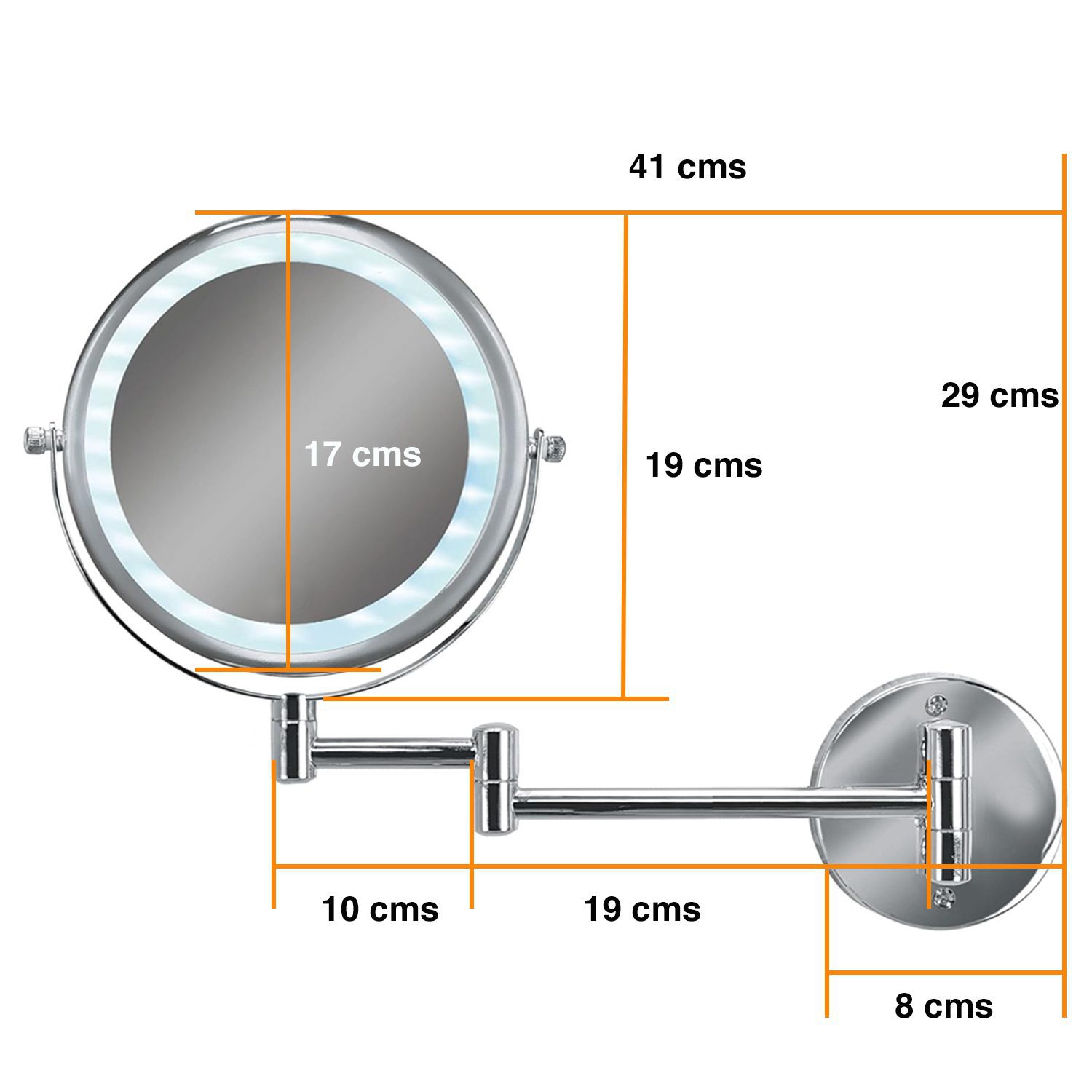 Espejo Led Baño Cosmético con Luz Articulado Abatible - Imagen 2