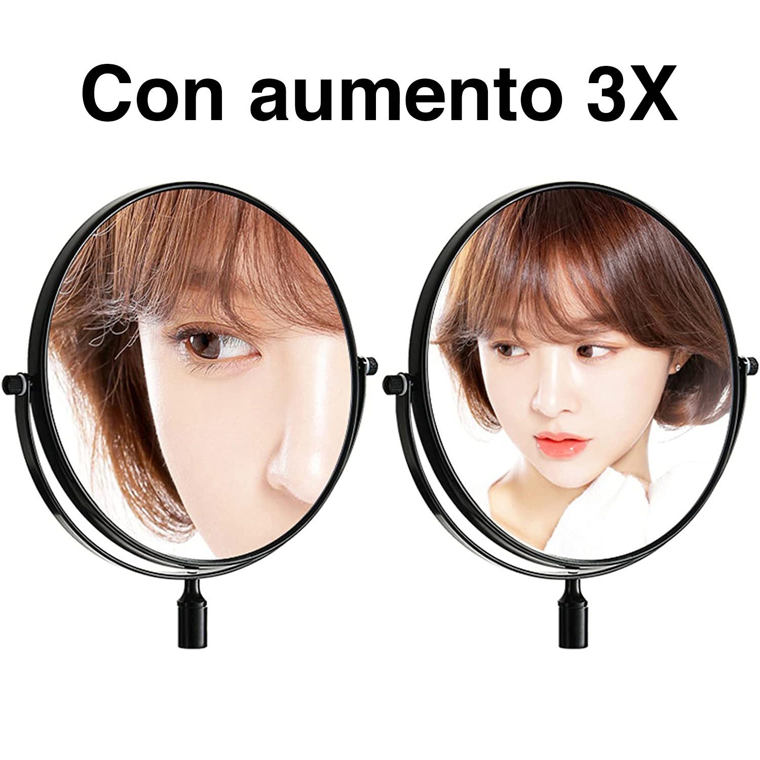 Espejo Cosmético Articulado Abatible Aumento Negro - Imagen 5