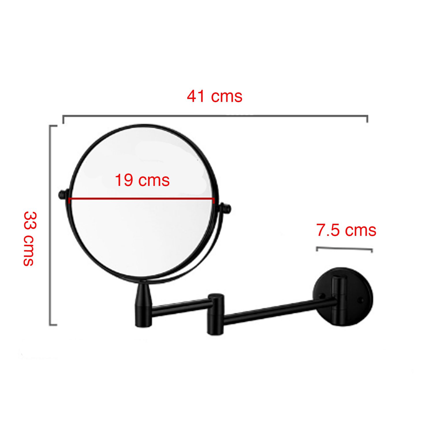 Espejo Cosmético Articulado Abatible Aumento Negro - Imagen 4