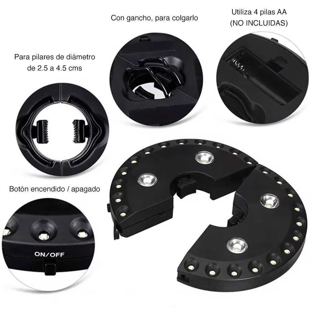 Luz para quitasol led sombrilla exterior terraza - Imagen 6