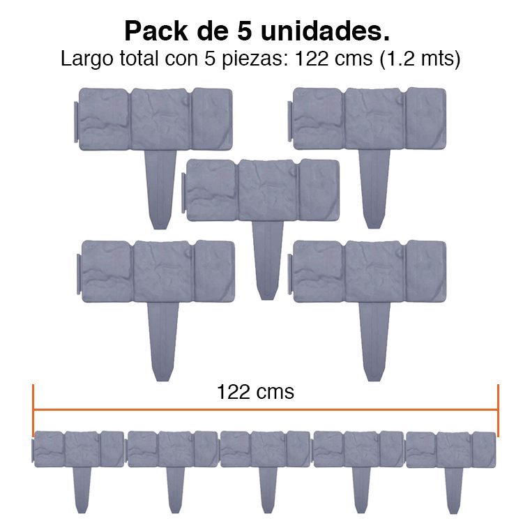 Valla Jardín estacas borde diseño piedras adoquin x 5 - Imagen 5