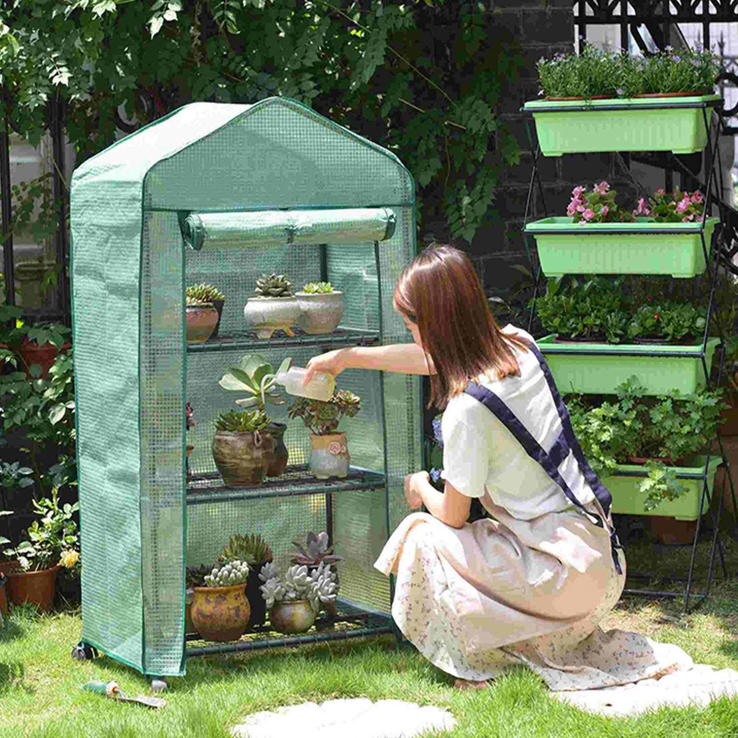 Mini invernadero vertical armable 3 bandejas 131 cms - Imagen 4