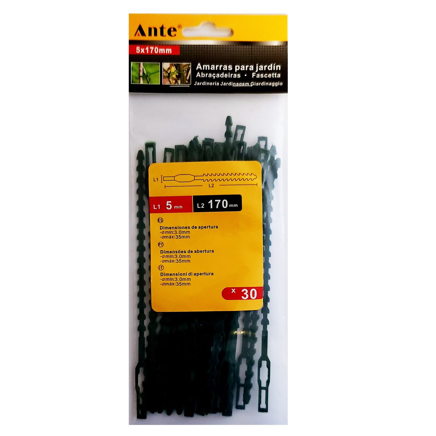 Amarra plantas jardín verdes 30 unidades de 170 mm - Imagen 3