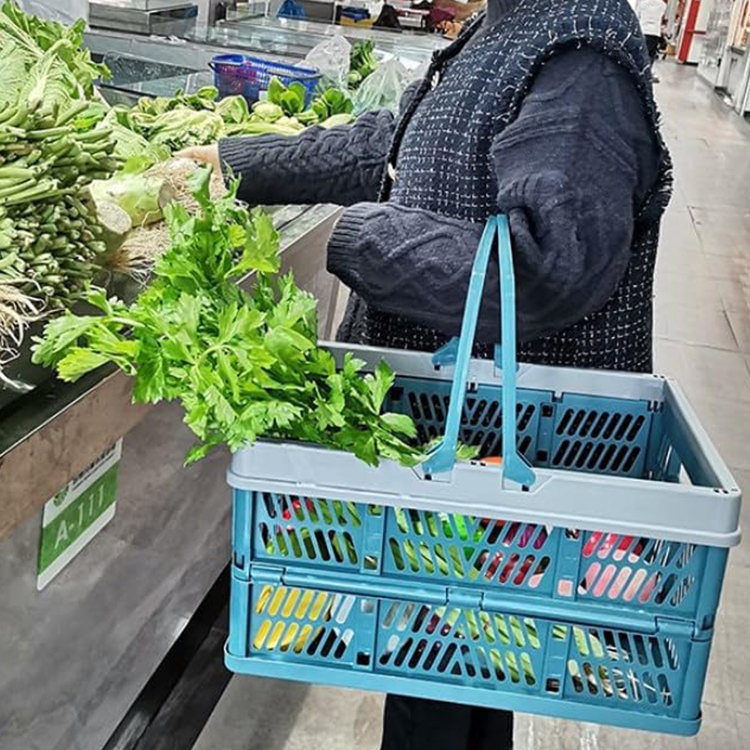 Canasto plegable picnic caja almacenamiento 44 x 30 cms - Imagen 2