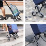 Carrito compras plegable asiento ruedas escalera Café - Imagen 2