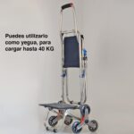 Carrito compras plegable asiento ruedas escalera Café - Imagen 6
