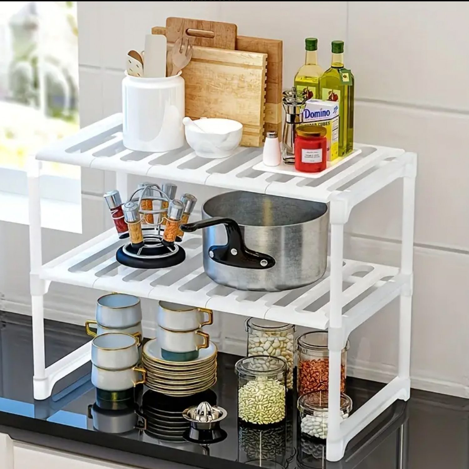 Organizador mueble cocina lavaplatos baño ajustable - Imagen 6