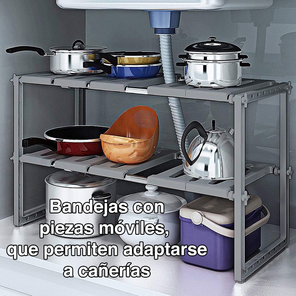 Organizador mueble cocina lavaplatos baño ajustable - Imagen 5