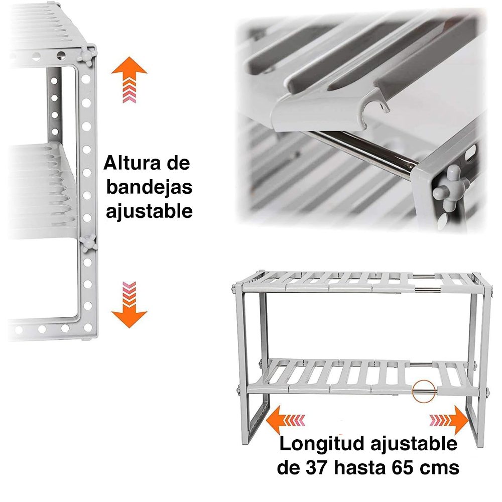 Organizador mueble cocina lavaplatos baño ajustable - Imagen 9