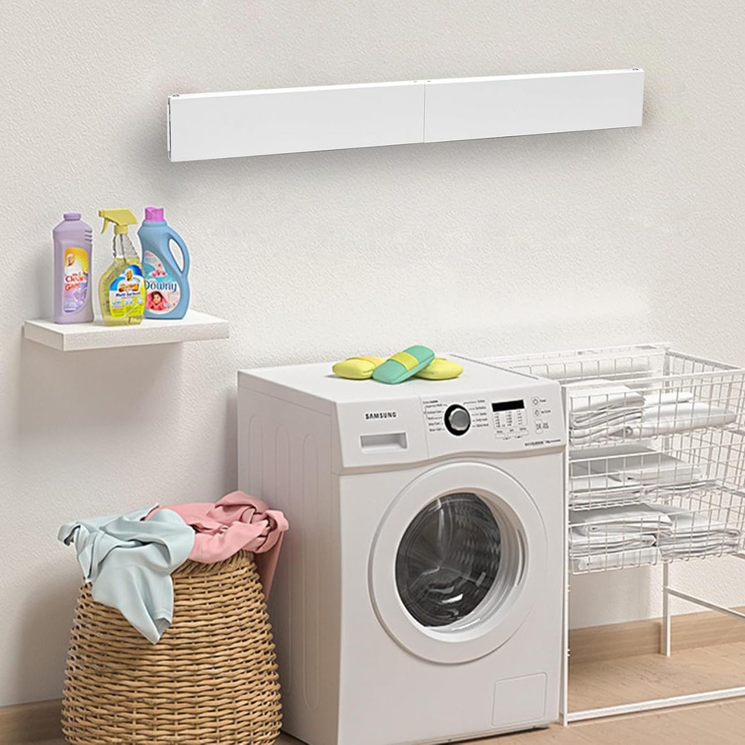 Colgador ropa plegable pared oculto robusto 80 x 40 cms - Imagen 8