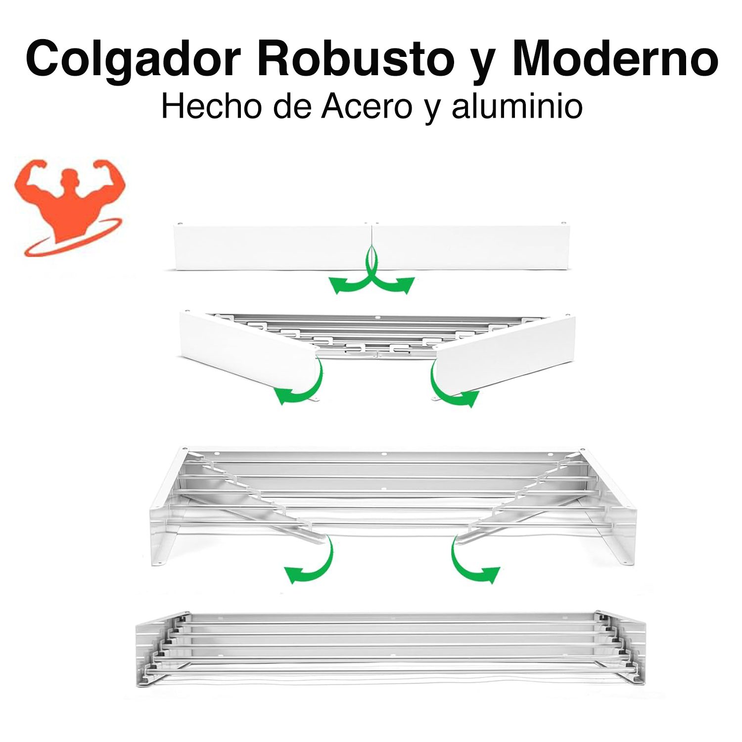 Colgador ropa plegable pared oculto robusto 80 x 40 cms - Imagen 9