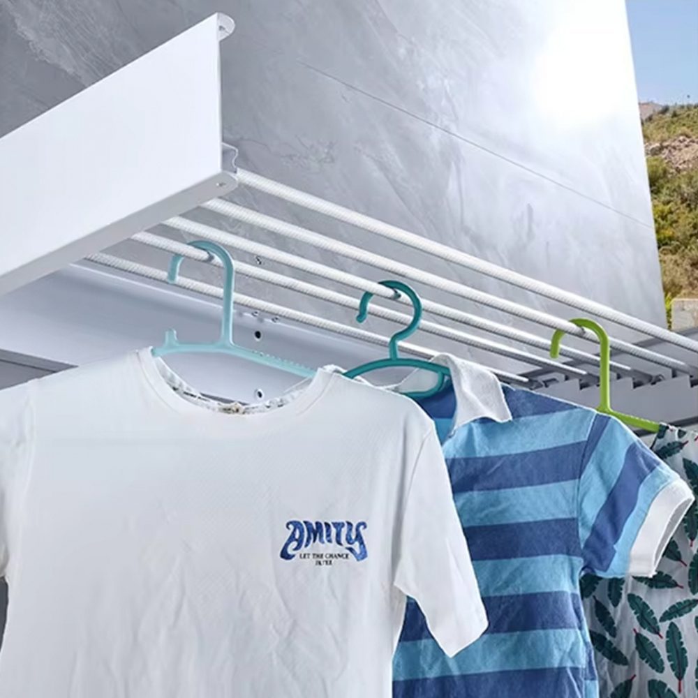 Colgador ropa plegable pared oculto robusto 80 x 40 cms - Imagen 5