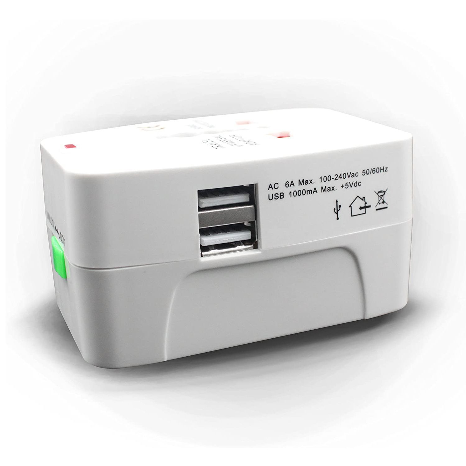 Adaptador enchufe viajes con 2 USB US Europa UK - Imagen 4