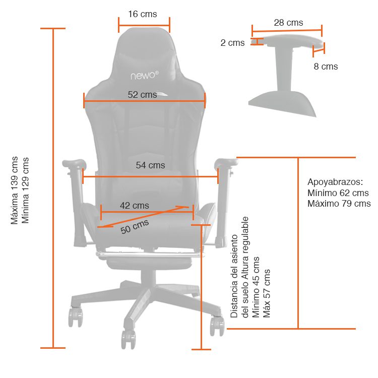 Silla Gamer Ergonómica con apoya pies rosada - Imagen 2