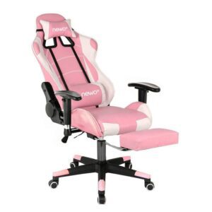 Silla Gamer Ergonómica con apoya pies rosada