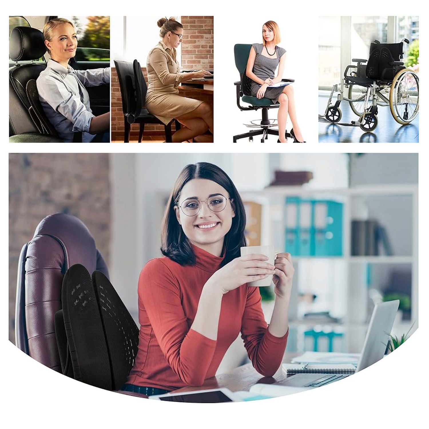 Cojín Respaldo Lumbar silla ajuste presión aire - Imagen 6